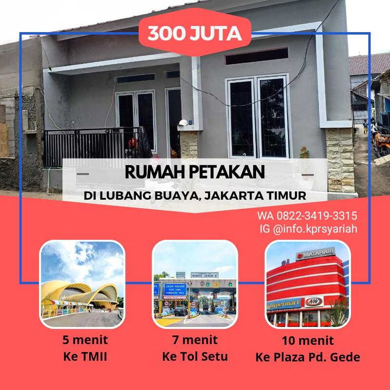 Jual Rumah Petakan dekat TMII Lubang Buaya Jakarta Timur