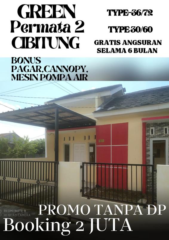 Jual Rumah Baru Ready Siap Huni di Perumahan Green Permata 2 Cibitung
