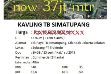 Dijual Tanah Komersil 5760m2 di TB Simatupang Cilandak Ampera Jakarta Selatan