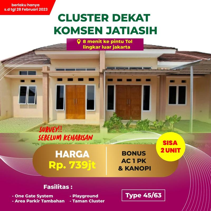 Jual Rumah Siap Huni Strategis Hanya 5 Menit ke Komsen Jatiasih