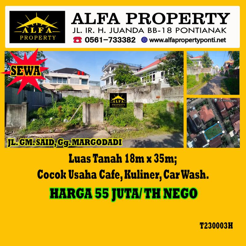 Alfa Property - Disewakan Tanah di Margodadi Pontianak - Luas Tanah 630 m2