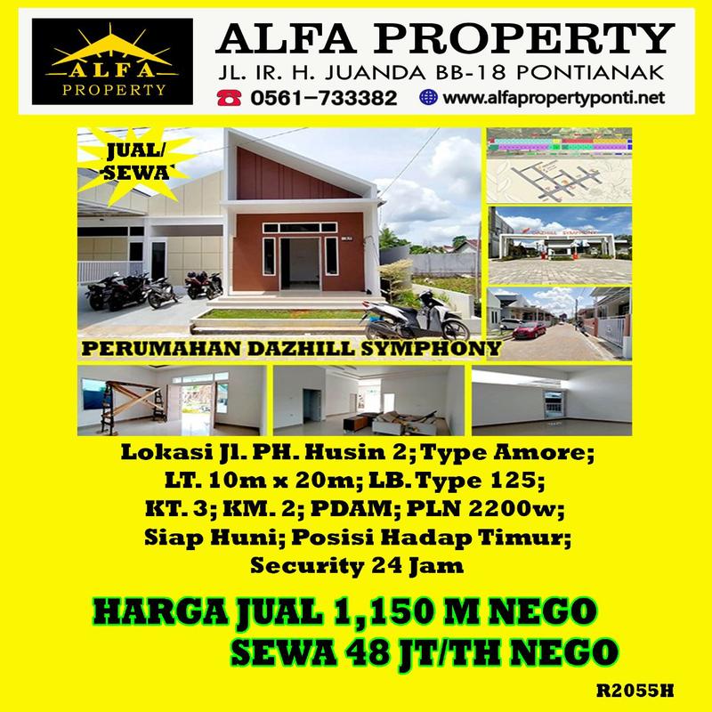 Alfa Property - Jual Rumah Dazhill Symphony Pontianak - 3 Kamar Tidur, LT 200m2, LB 125m2