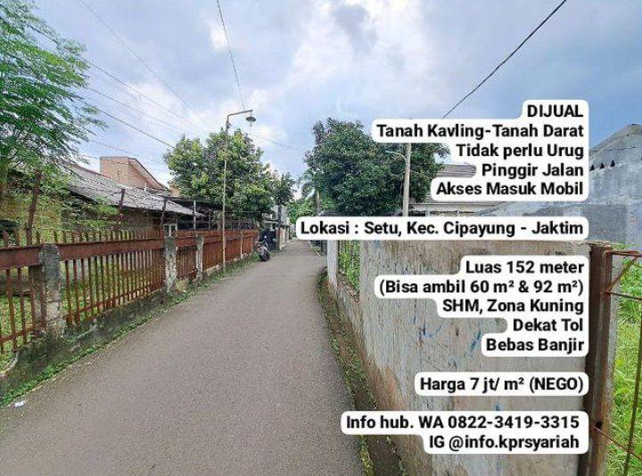 Jual Tanah Kavling SHM dekat Tol Setu Cipayung Jakarta Timur - Dekat Tol, Bebas Banjir
