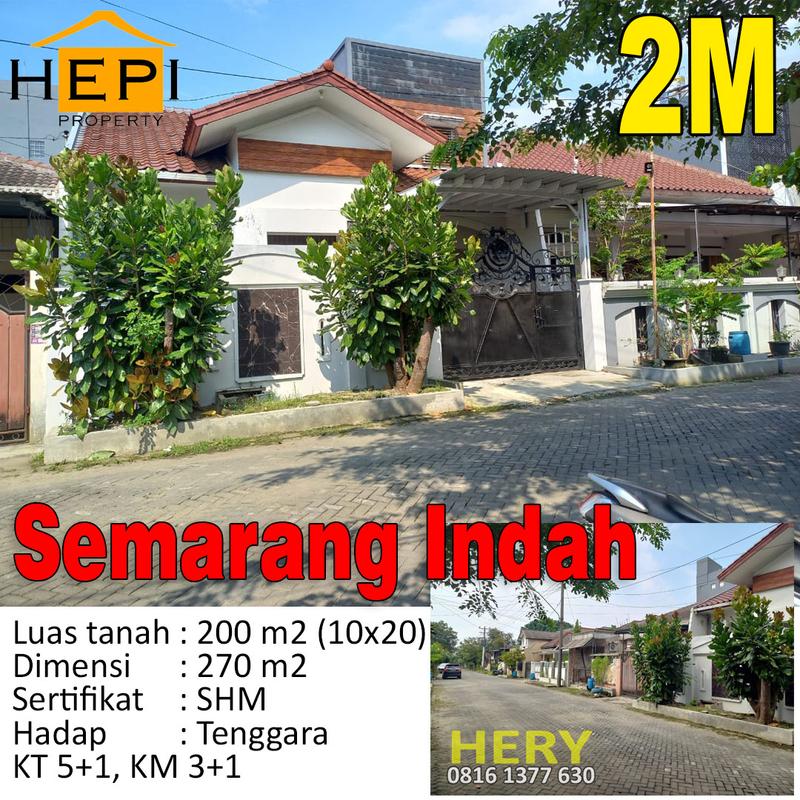Jual Rumah Siap Huni di Semarang Indah - Jalan Lebar dalam Kompleks - 5+1 Kamar Tidur