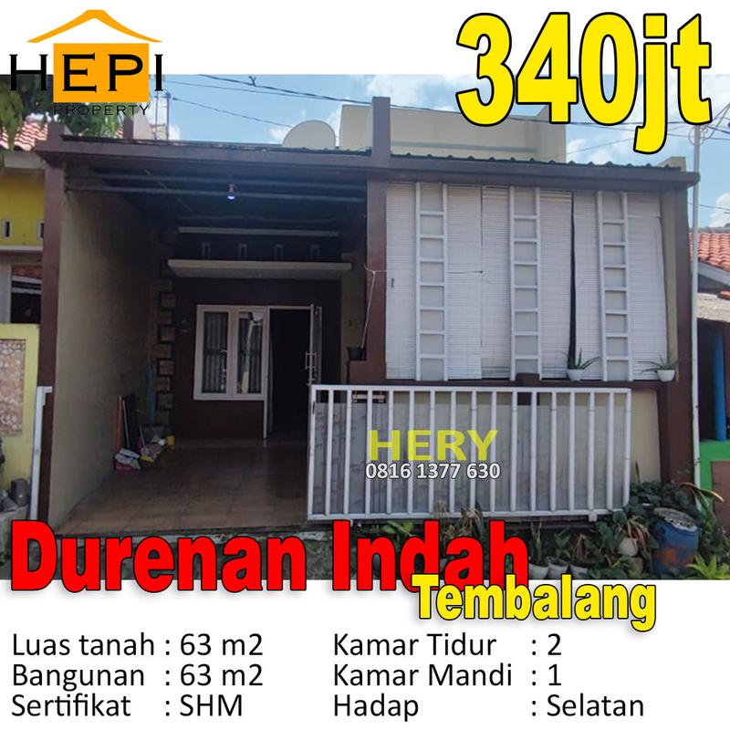 Dijual Rumah di Durenan Indah Tembalang Semarang - 2 Kamar, Hadap Selatan
