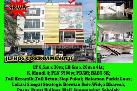 Alfa Property Disewakan Ruko 4 Lantai di Jl. HOS Cokroaminoto Kota Pontianak - Luas Tanah 195m2