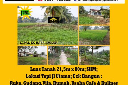 Alfa Property - Dijual Tanah di Jl. Pal 9 Sungai Kakap Pontianak Kalimantan Barat - Luas Tanah 1720m2 SHM