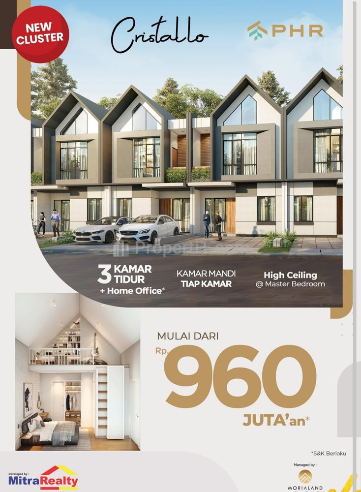 Jual Rumah Cluster Terbaru Cristallo Design Modern Minimalis di Prima Harapan Regency Bekasi