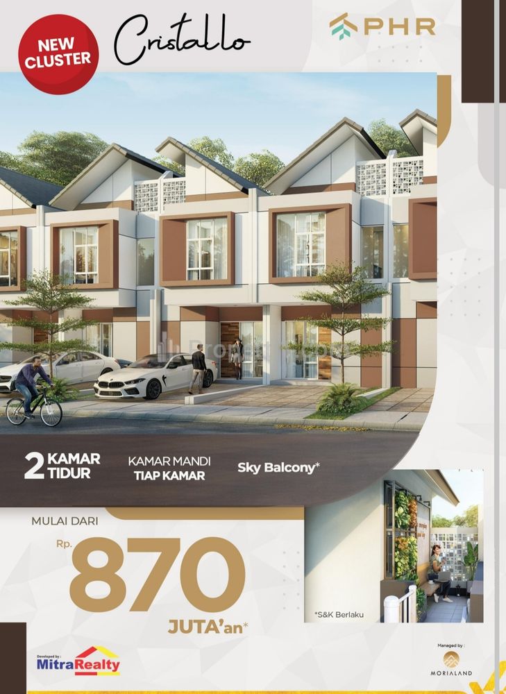 Jual Rumah Cluster Terbaru Cristallo Design Modern Minimalis di Prima Harapan Regency Bekasi