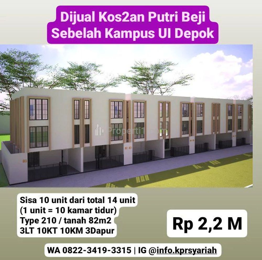 Dijual Rumah Kost Putri di Beji sebelah Universitas Indonesia Depok