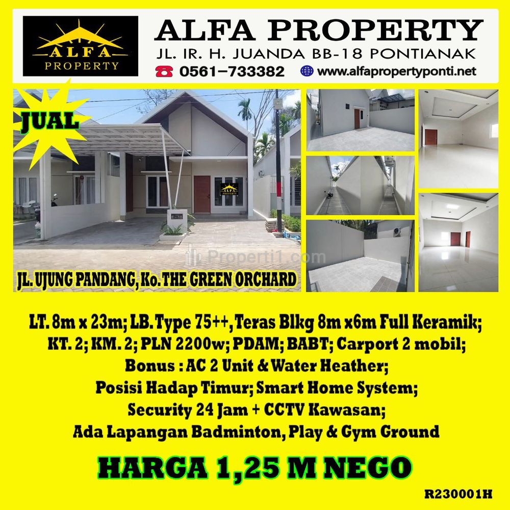 Alfa Property - Dijual Rumah The Green Orchard Kota Pontianak - 2 Kamar Tidur, Luas Tanah 184m2