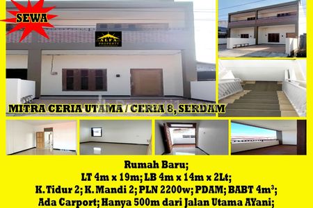 Rumah Baru Disewakan di Komplek Mitra Ceria Utama Kota Pontianak - Alfa Property