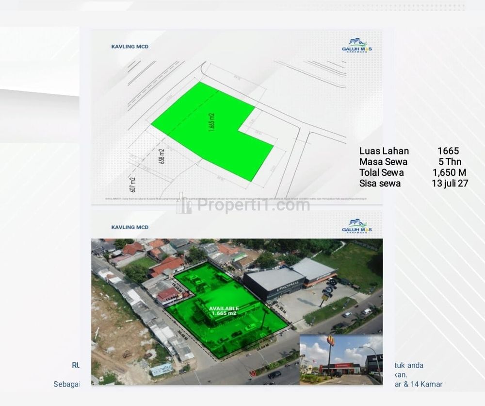 Dijual Tanah Kavling Komersial di Galuh Mas Karawang Barat - Langsung Dapat Uang Sewa