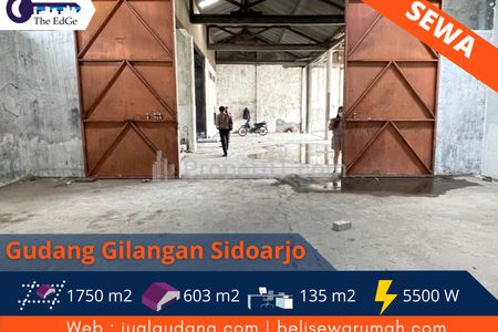 Disewakan Gudang di Jalan Raya Gilang Sidoarjo, 29 Menit ke Tol Waru