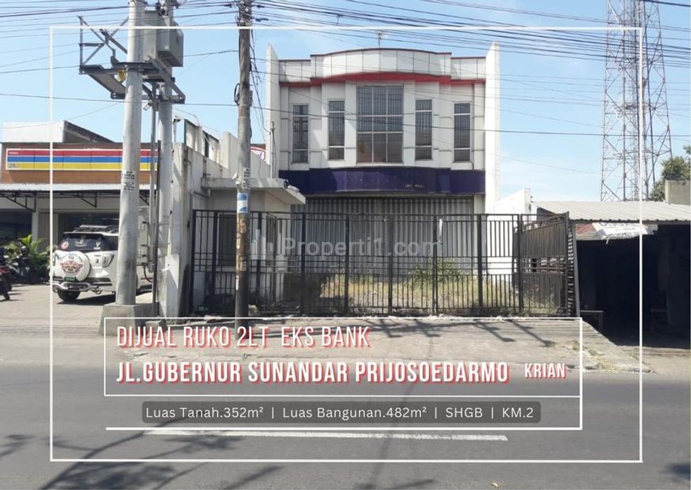 Dijual Ruko Strategis 2 Lantai Eks Kantor Bank di Krian Sidoarjo