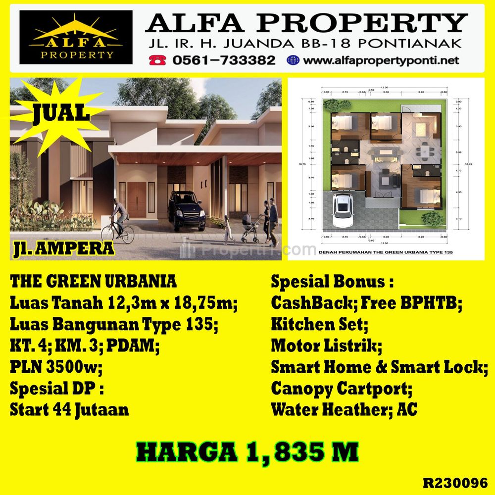 Dijual Rumah The Green Urbania Type 135 Kota Pontianak - Alfa Property