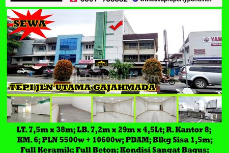 Alfa Property - Disewakan Ruko 4.5 Lantait di Jl. Gajah Mada Pontianak - LT 285 m2 | LB 940 m2