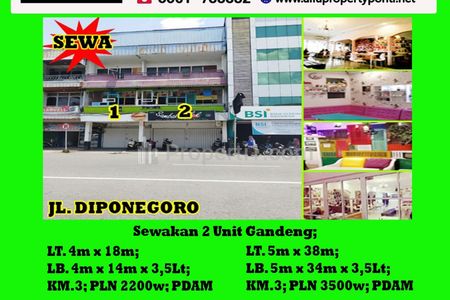 Alfa Property - Disewakan Ruko 3.5 Lantai di Jalan Diponegoro Pontianak - LT 72 m2 | LB 196 m2