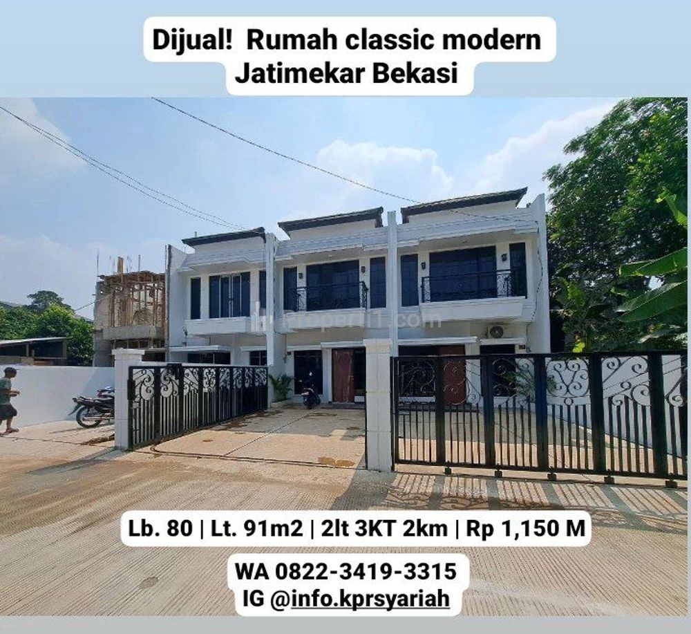 Dijual Rumah 2 Lantai Classic Modern di Jatimekar Bekasi, dekat Tol Jatiwarna