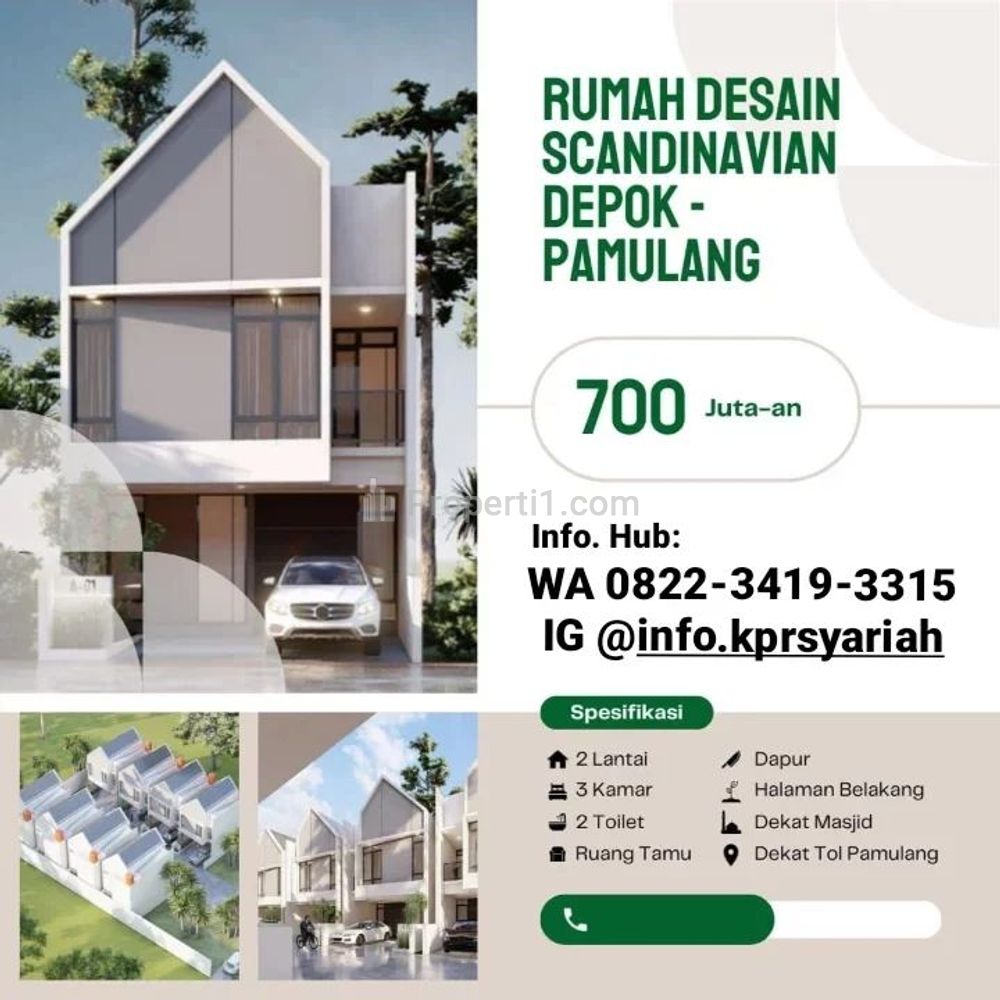Dijual Rumah 2 Lantai Scandinavian di Bojongsari Depok, dekat Universitas Pamulang