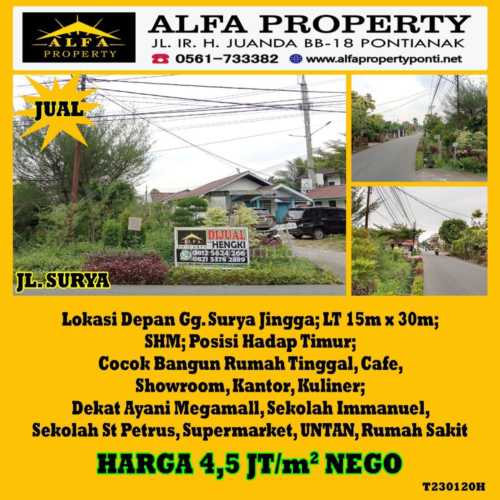 Dijual Tanah di Jalan Surya Kota Pontianak - Alfa Property