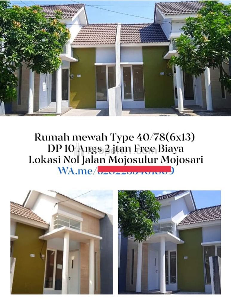 Dijual Rumah Murah Mojosari SHM KPR DP 10Jt Angsuran 2Jutaan dekat RS Kartini Mojokerto