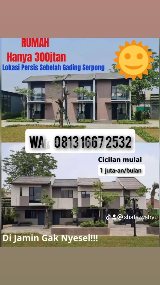 Dijual Park Serpong by Lippo Karawaci - Rumah Mewah Cicilan 1 Jutaan - 2 Lantai, Nempel Gading Serpong dan Lippo Karawaci, dekat Tol