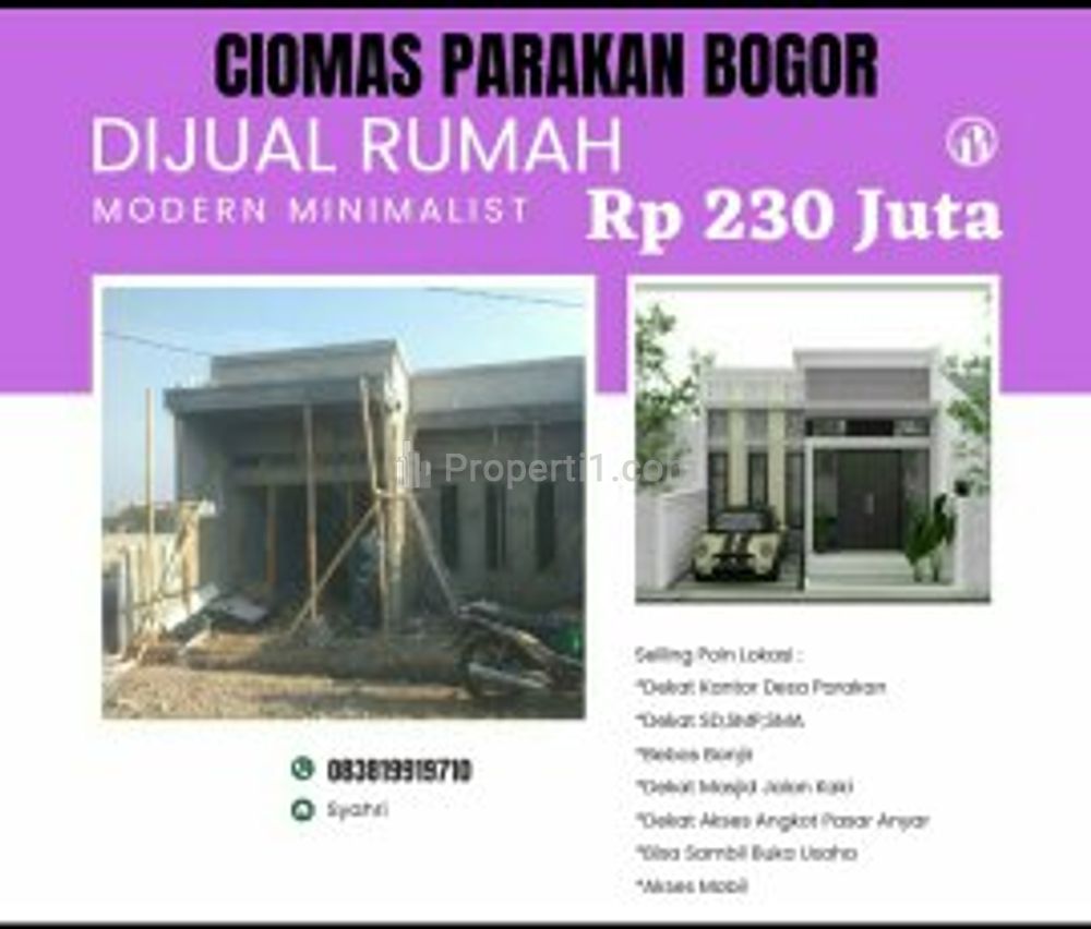 Luas tanah 54 m2 harga 230 juta