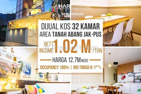 Dijual 32 Kamar Kost Exclusive Baru di Tanah Abang Jakarta Pusat INVESTASI LENGKAP