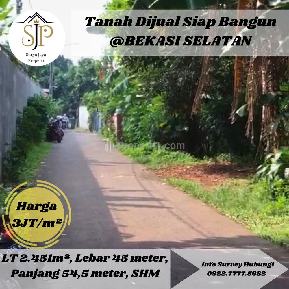 Tanah Dijual Siap Bangun Cocok untuk Cluster di Bekasi Selatan