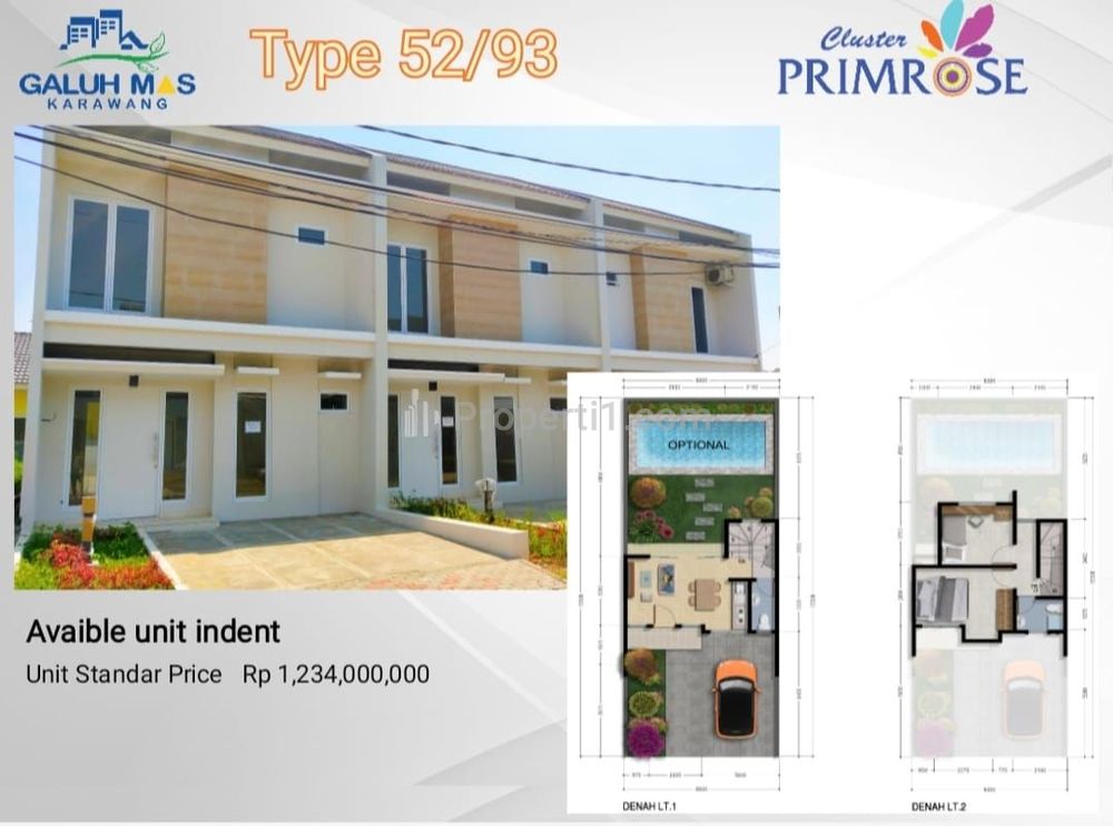 Dipasarkan Rumah Cluster Primrose di Galuh Mas Karawang Barat