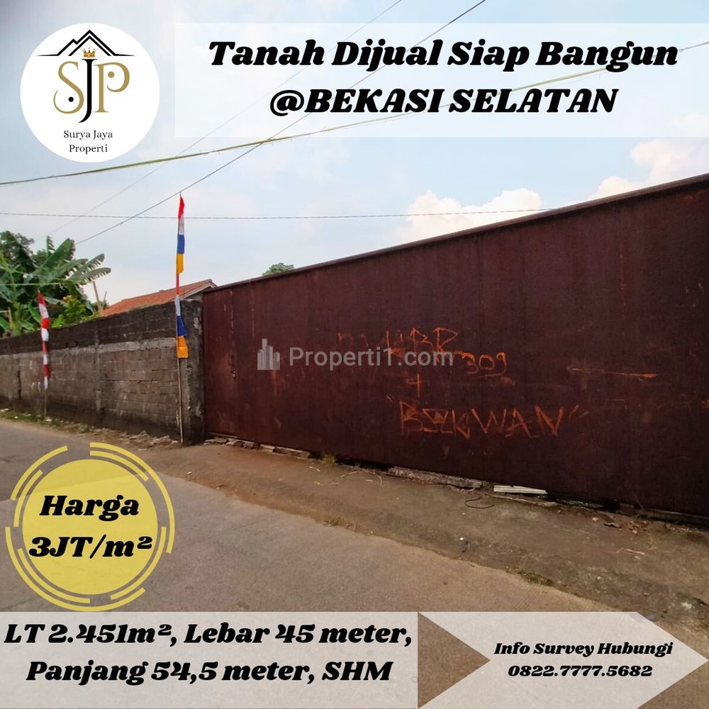 Tanah Dijual Siap Bangun Cocok untuk Cluster di Bekasi Selatan