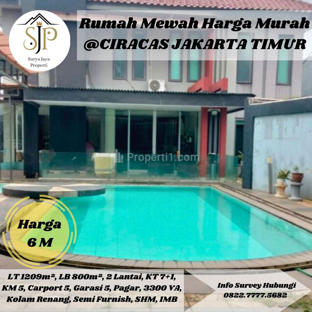 Jual Cepat Rumah Mewah dengan Tanah Luas dan Kolam Renang Pribadi di Ciracas Jakarta Timur - Harga di Bawah Pasaran