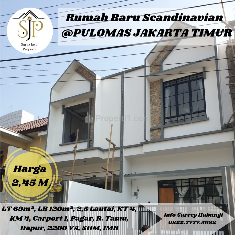 Dijual Rumah Baru 2,5 Lantai Model Scandinavian Style di Pulomas Jakarta Timur