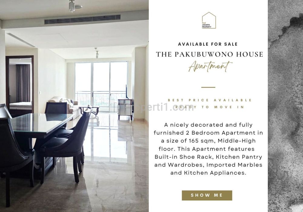 Jual Cepat Apartemen Pakubuwono House, 2+1BR 165sqm, Ready to Move in, Also Avail Other 2BR/2+1BR for Sale!