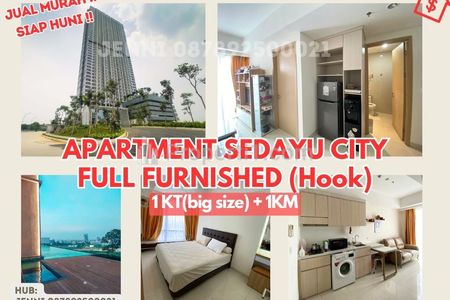 Jual Cepat Apartemen Sedayu City Suites Hook 1 Bedroom Full Furnished Gratis Furniture & Elektronik Nego Sampai Laku!!