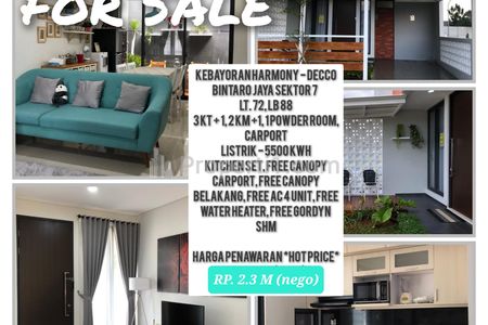 Dijual Rumah Cantik di Kebayoran Harmony Residence, Pondok Aren, Kota Tangerang Selatan, Banten
