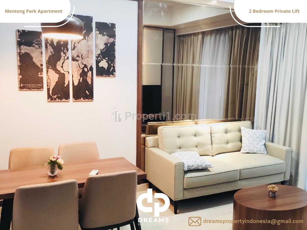For Rent Menteng Park Apartment - 2 Bedroom Full Furnished and Private Lift Unit - Near Taman Ismail Marzuki and Cikini Station