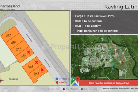 Dijual Tanah Kavling Komersial Siap Bangun di Latinos BSD City Tangerang Selatan - Luas 813 m2