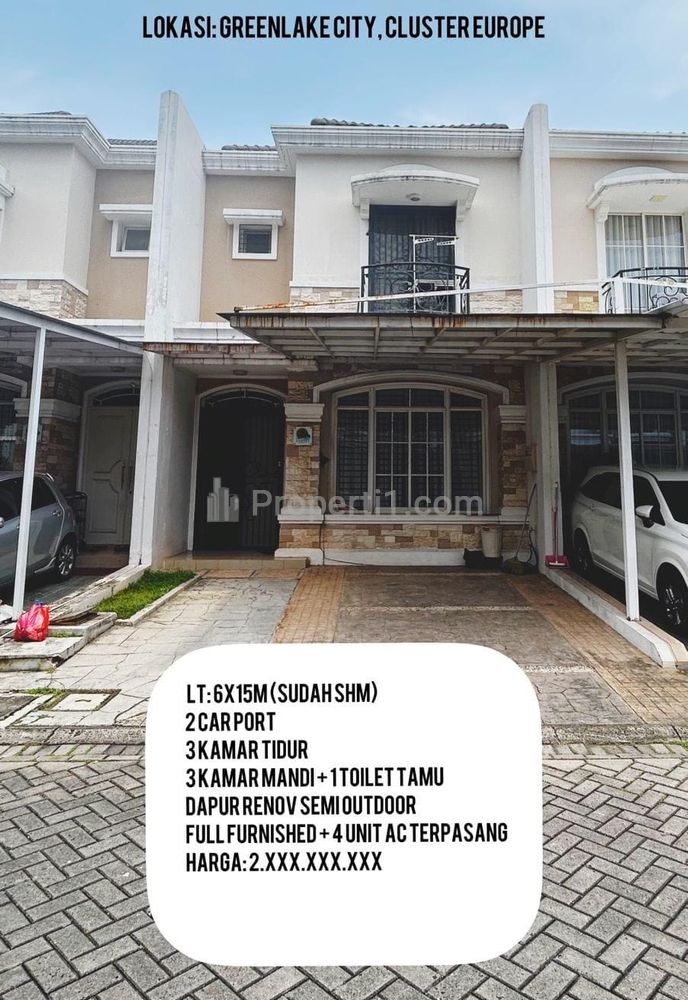 Dijual Rumah Green Lake City Cluster Europe, Tangerang
