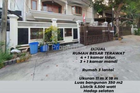 Dijual Rumah Besar Terawat di Komplek Metro Sunter, Jakarta Utara - 3 Lantai, 4+1 Kamar Tidur