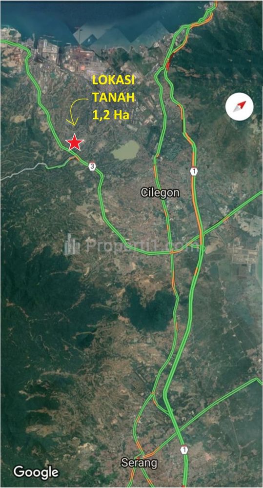 Jual Murah Butuh Uang Tanah 1,2 Hektar di Pinggir Jalan Lingkar Selatan Cilegon Banten