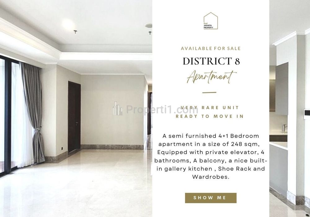 Fast Sale : District 8 Apartment, VERY RARE UNIT, 4+1BR 249sqm, Best Price Guaranteed! Jual Cepat!