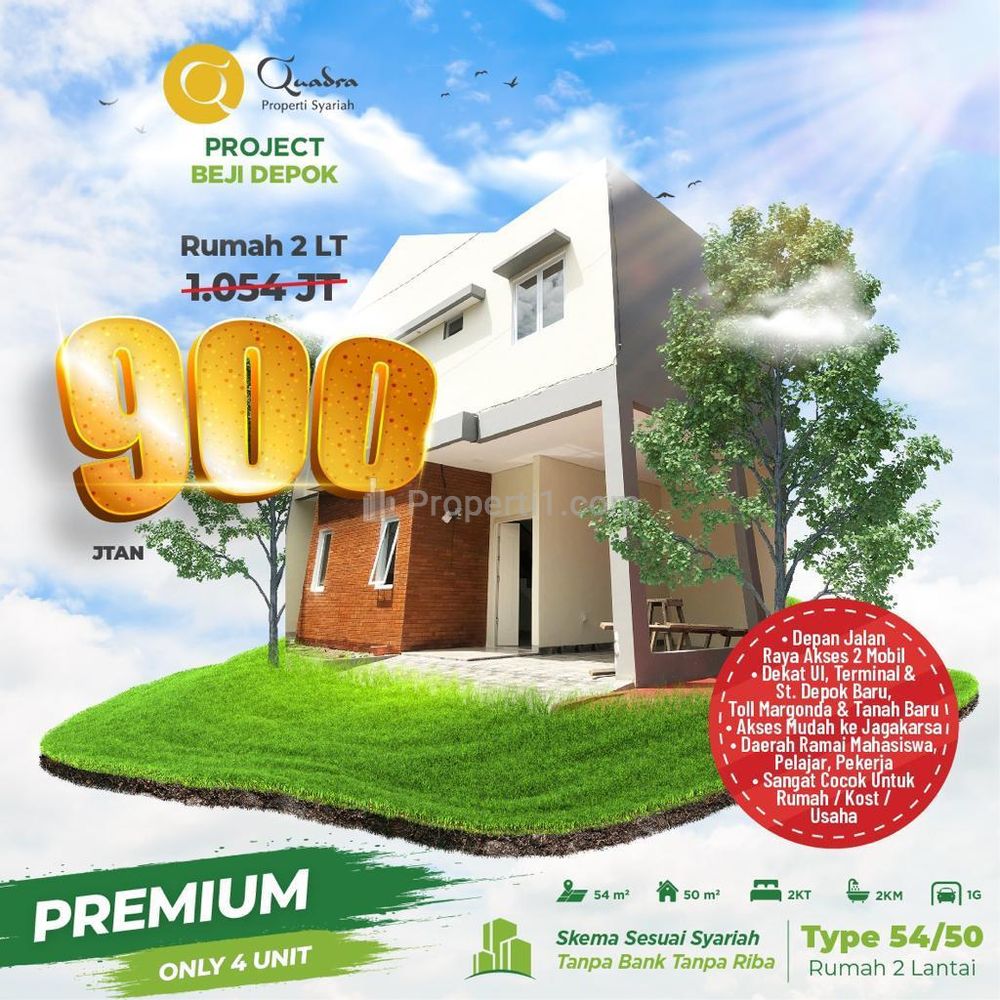 Jual Rumah Townhouse 2 Lantai di Beji dekat UI Depok