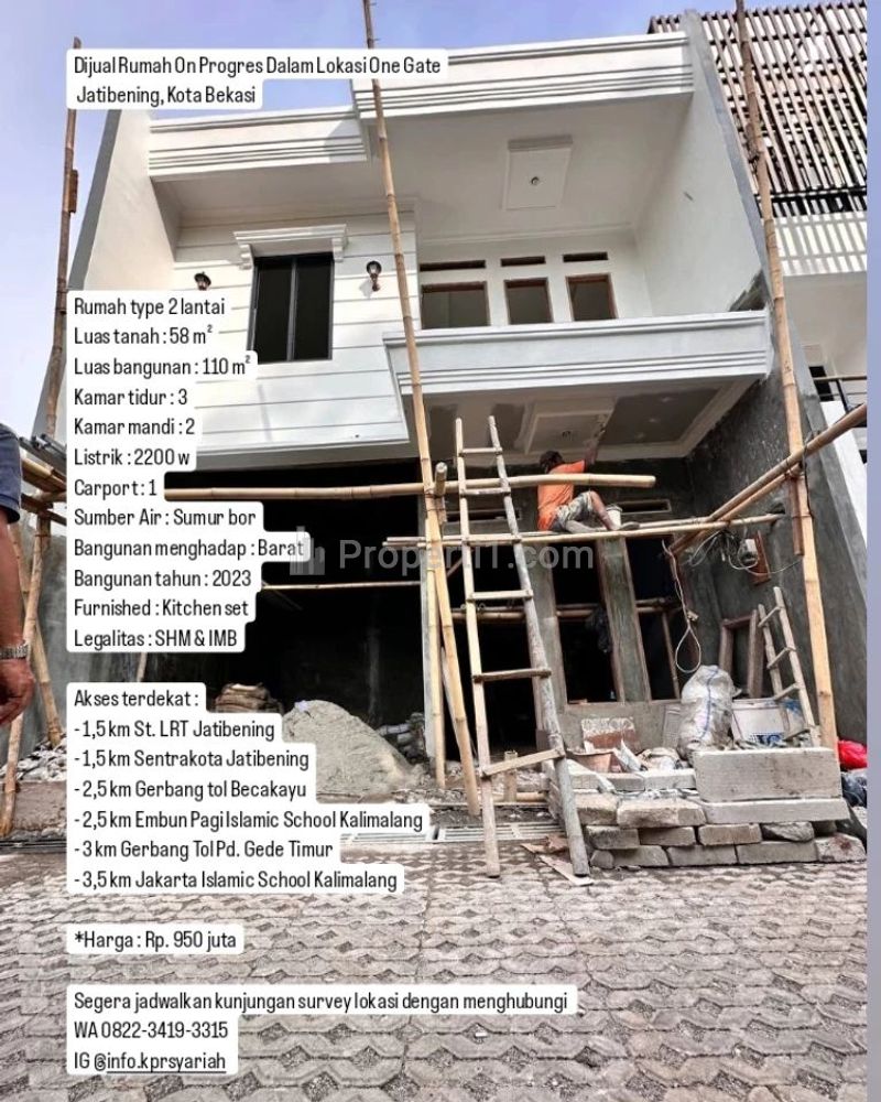 Dijual Rumah 2 Lantai On Progress di Jatibening Bekasi