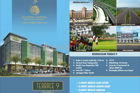 Dijual Ruko Terrace 9 Siap Pakai di Suvarna Sutera Tangerang, Luas Tanah 87m2