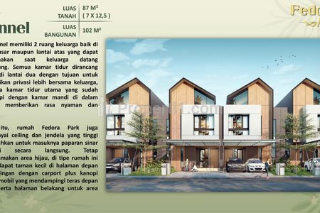 Dijual Hunian Minimalis Fedora Park Suvarna Sutera, Sindang Jaya, Tangerang, Banten - LT 87 m2 LB 102 m2