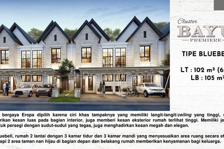 Dijual Rumah New Cluster Bayu Premiere @Suvarna Sutera Tangerang Tipe 6x17 Luas Tanah 102m2