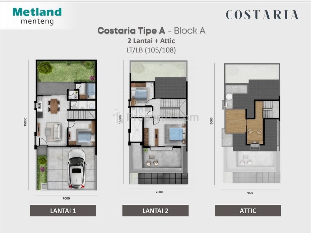 Dijual Rumah Brand New 3 Lantai Include Attic Room di Cluster dengan One Gate System di Jakarta Timur - Metland Menteng Cakung
