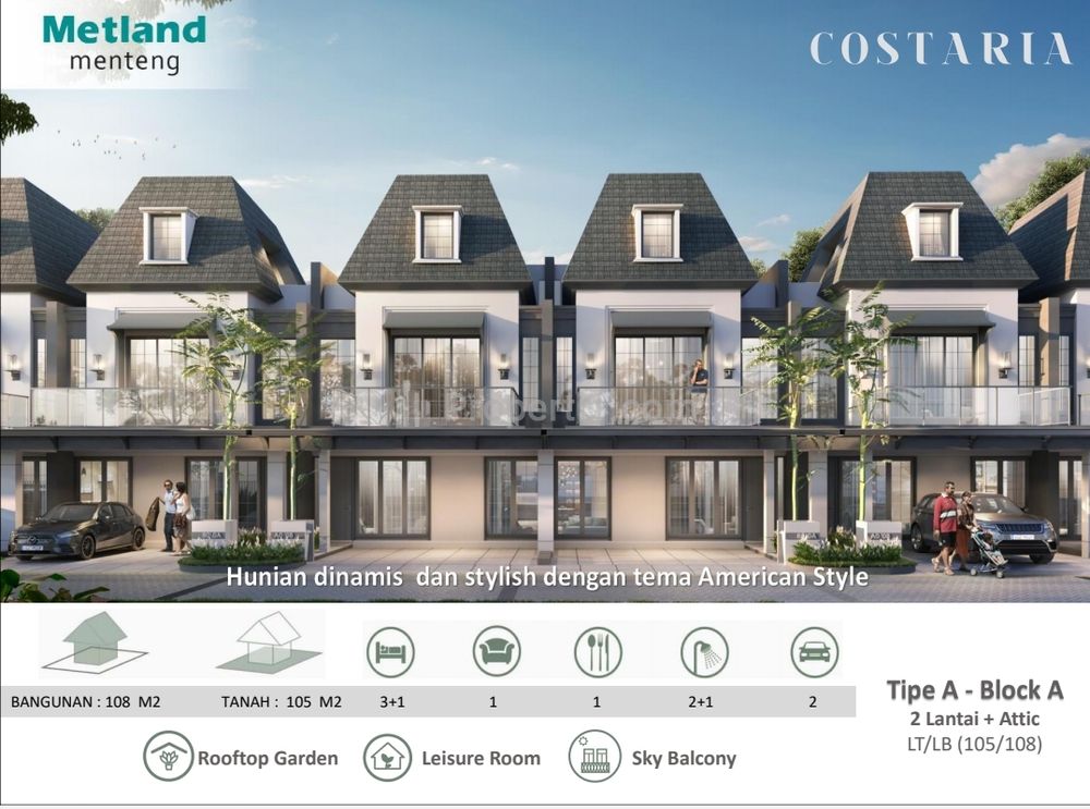 Dijual Rumah Brand New 3 Lantai Include Attic Room di Cluster dengan One Gate System di Jakarta Timur - Metland Menteng Cakung